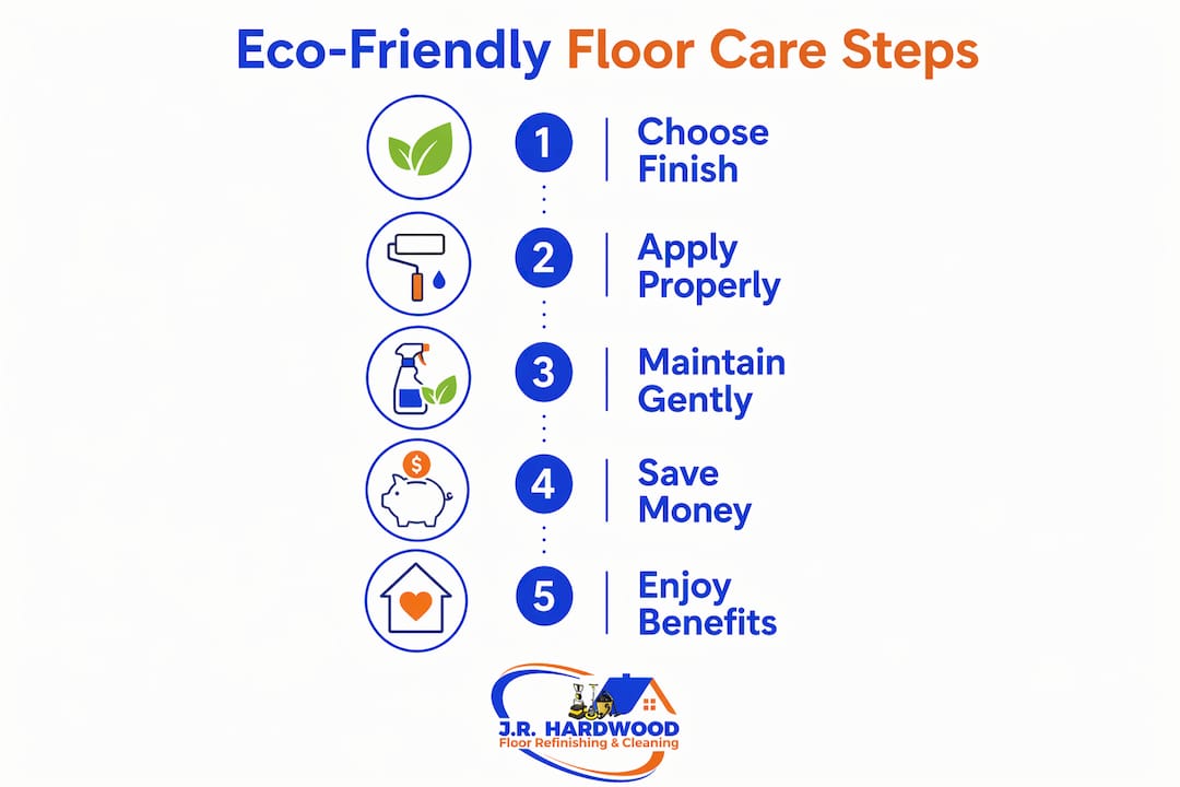 Infographic outlining steps to save money with eco-friendly finishes