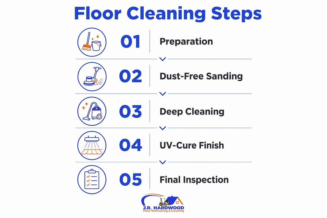 Infographic of floor cleaning steps for staging
