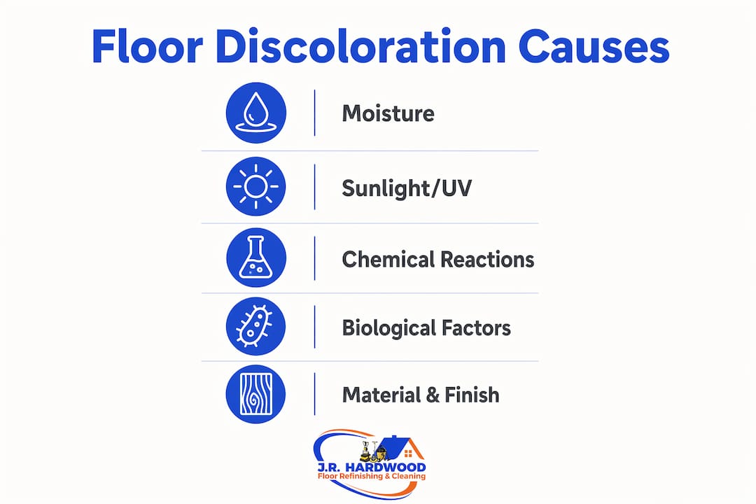 Infographic summarizing key causes of floor discoloration