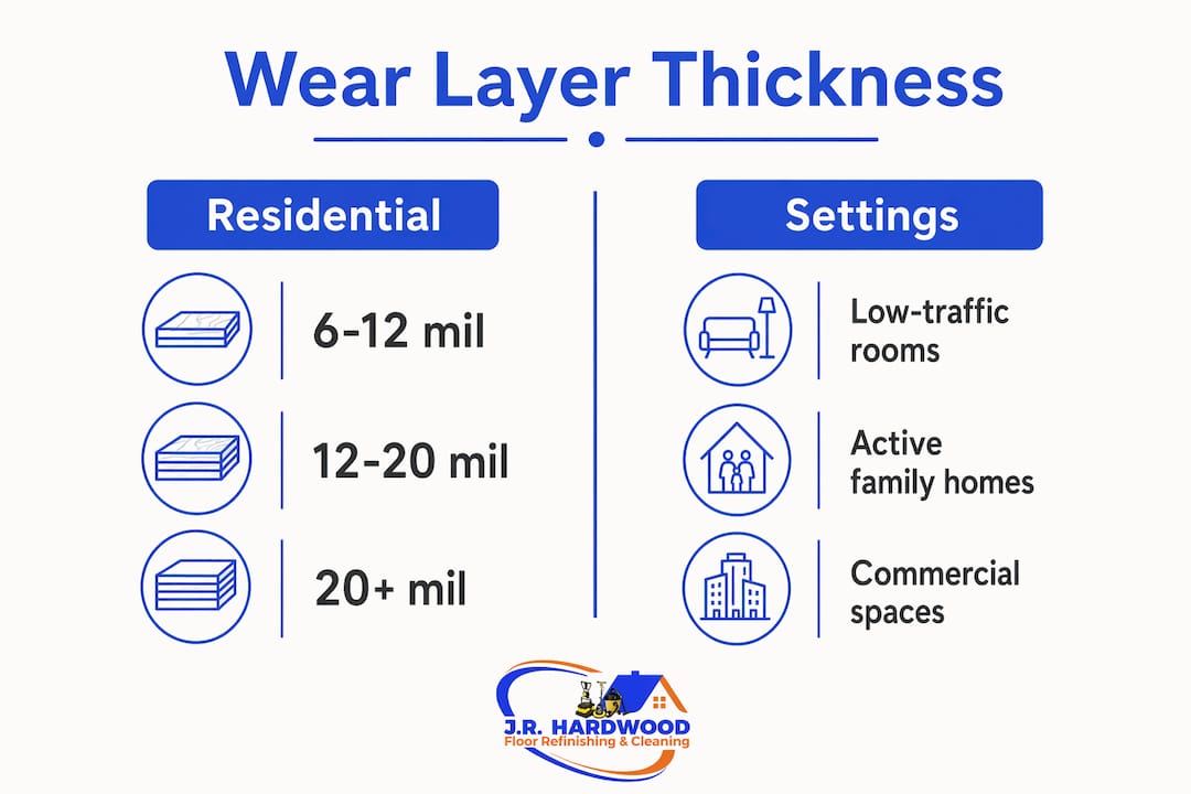 Infographic comparing wear layer thickness by setting
