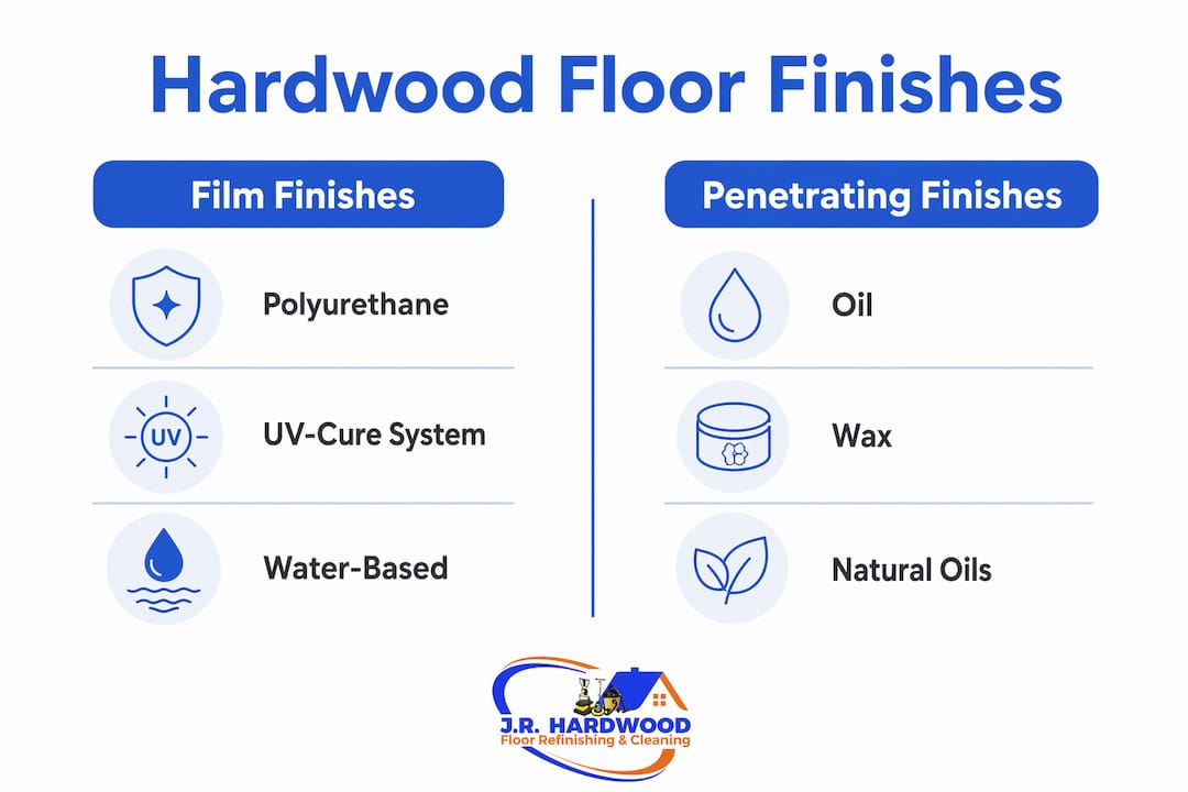 Infographic comparing types of hardwood floor finishes