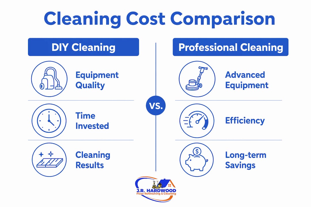 Infographic comparing DIY versus professional cleaning costs and benefits