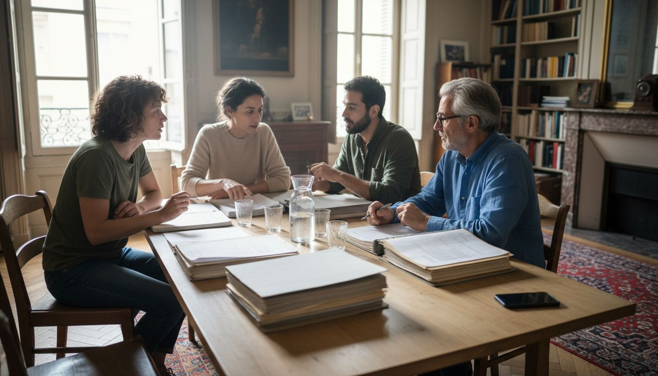 Assemblée générale de copropriétaires réunis autour d’une table