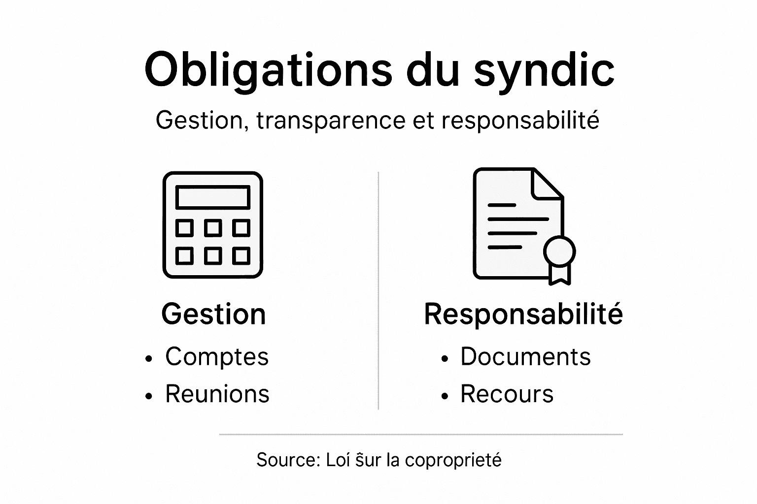 Présentation visuelle des responsabilités du syndic