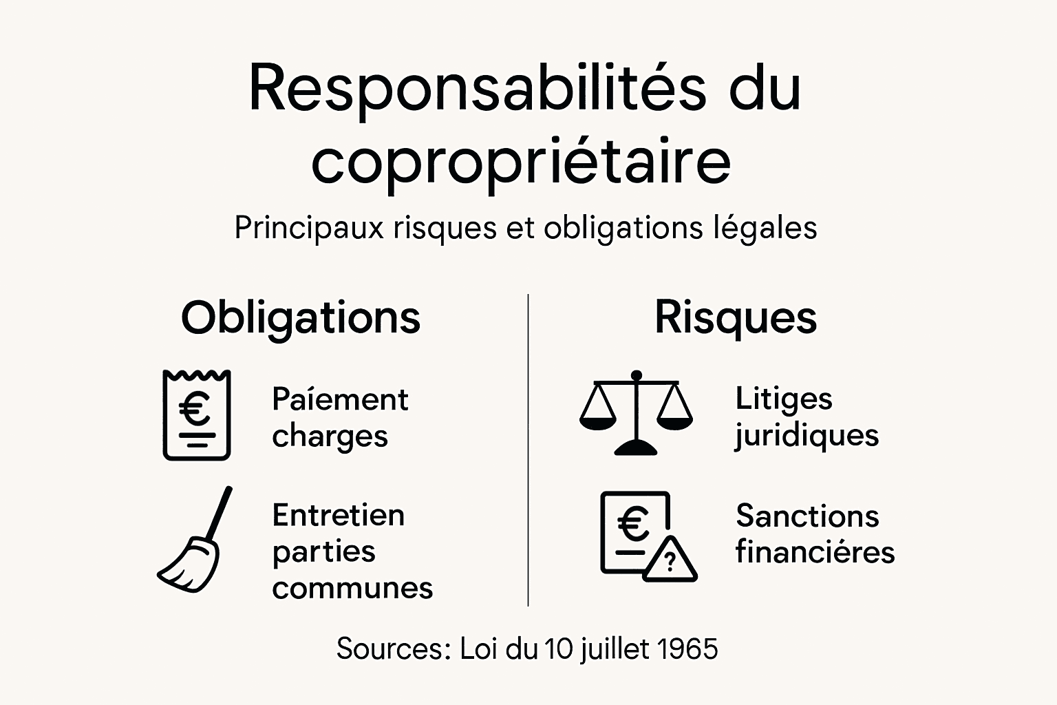 Visuel explicatif sur les responsabilités et les risques liés à la vie en copropriété