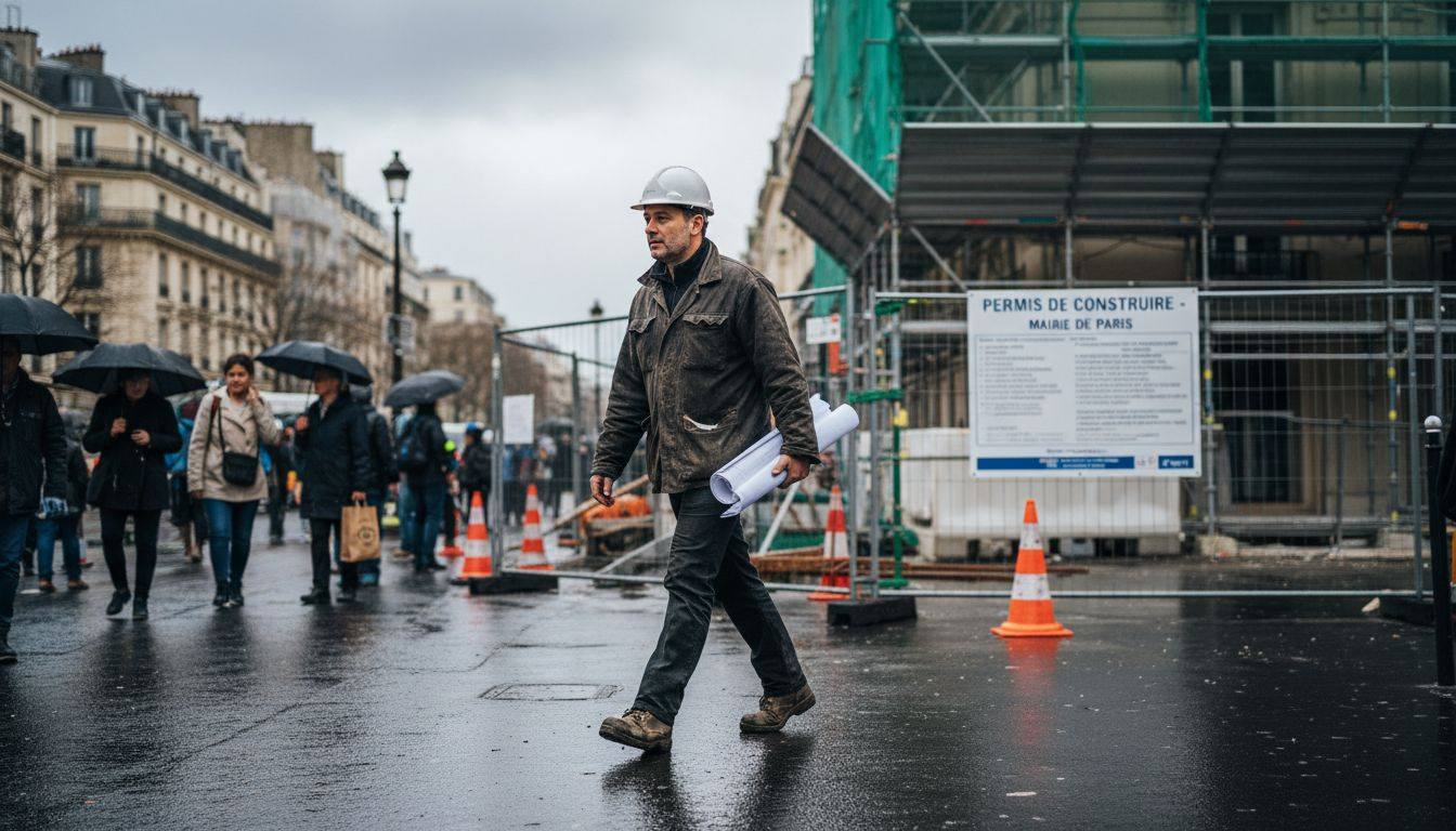 Le chef de chantier passe en revue les dossiers juridiques liés au projet.