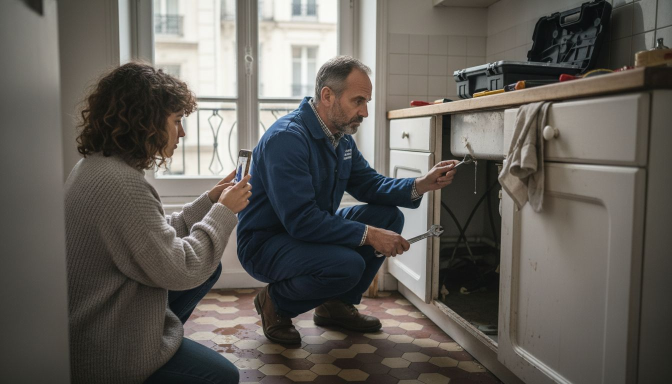 Le locataire conserve des preuves de la réparation d’une fuite de plomberie.