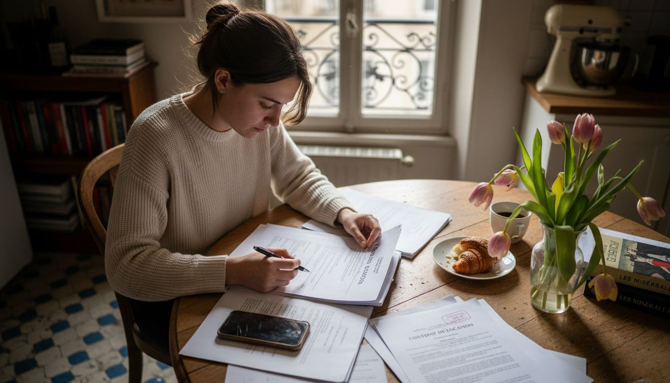 Un locataire en train de passer en revue son bail avant de s'engager