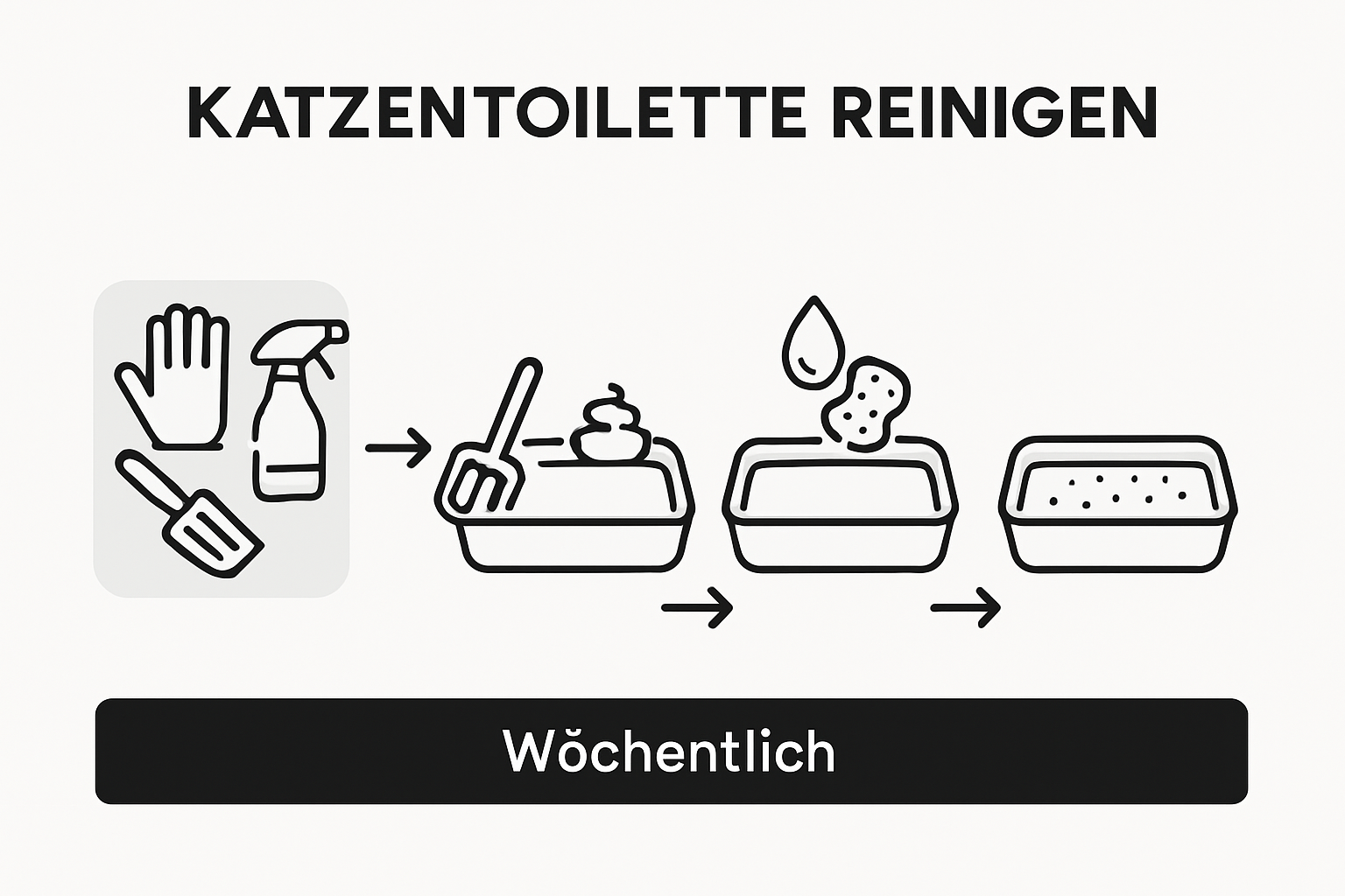 Infografik: Schritt-für-Schritt-Anleitung zur Reinigung der Katzentoilette