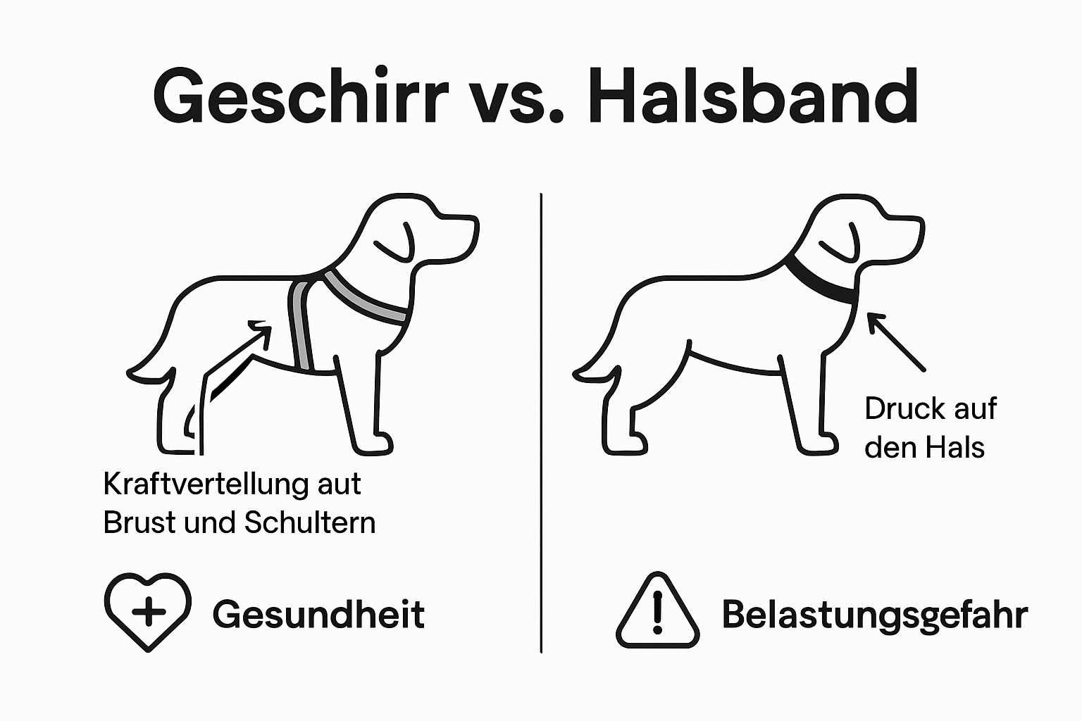 Anschaulicher Vergleich: Wirkung von Geschirr und Halsband