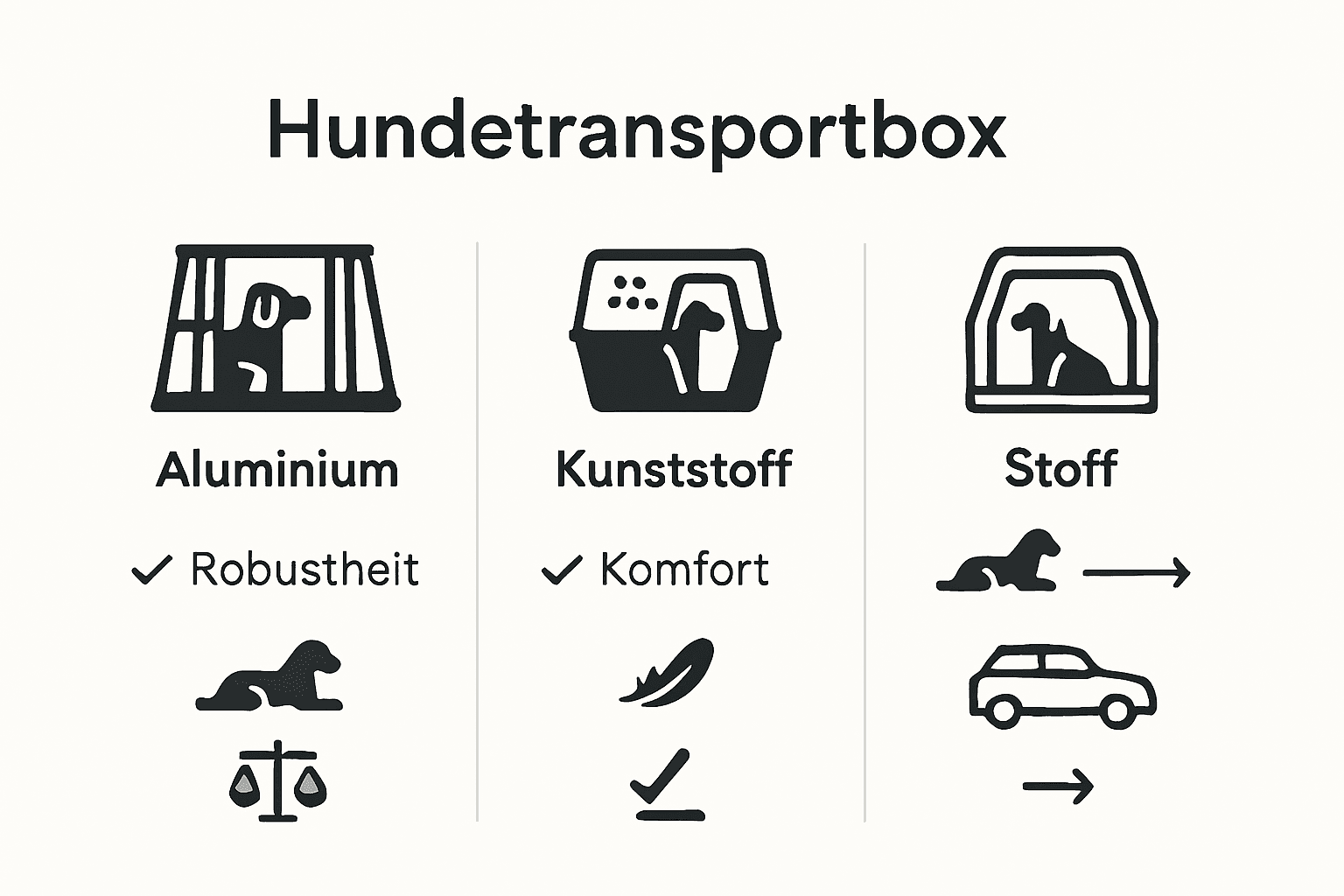 Infografik: Materialien von Hundeboxen im Vergleich – welche Variante passt zu Ihnen und Ihrem Vierbeiner?