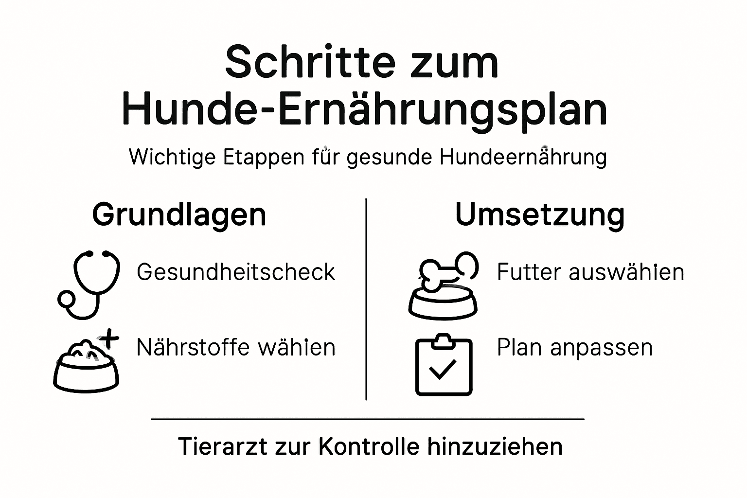 Schritt-für-Schritt-Infografik: So stellst du den optimalen Ernährungsplan für deinen Hund zusammen