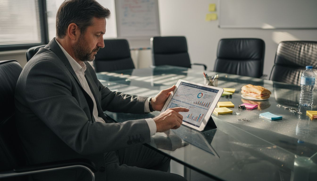 Un responsable examine en détail le tableau de bord des analyses alimentées par l’intelligence artificielle.