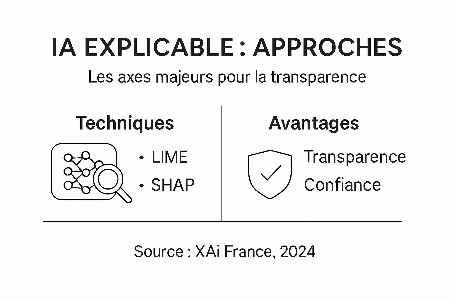 Découvrez notre infographie dédiée aux méthodes d’IA interprétable et à leurs bénéfices concrets.