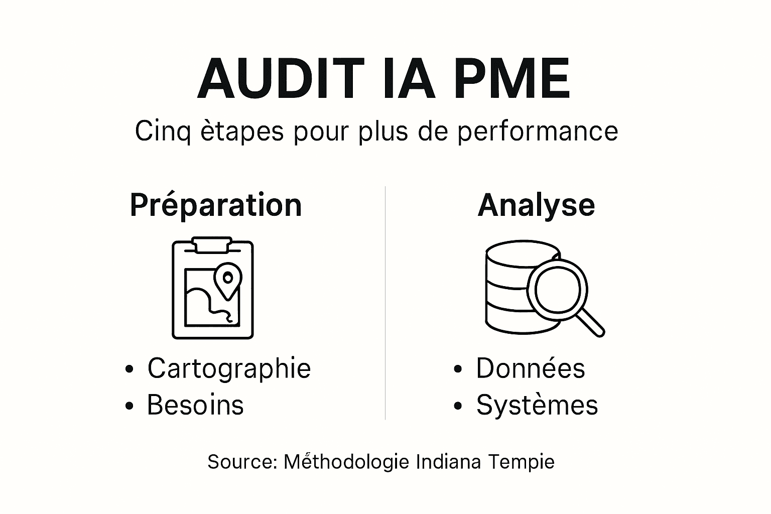 Infographie : les grandes étapes d’un audit IA pour les PME et les points clés à retenir