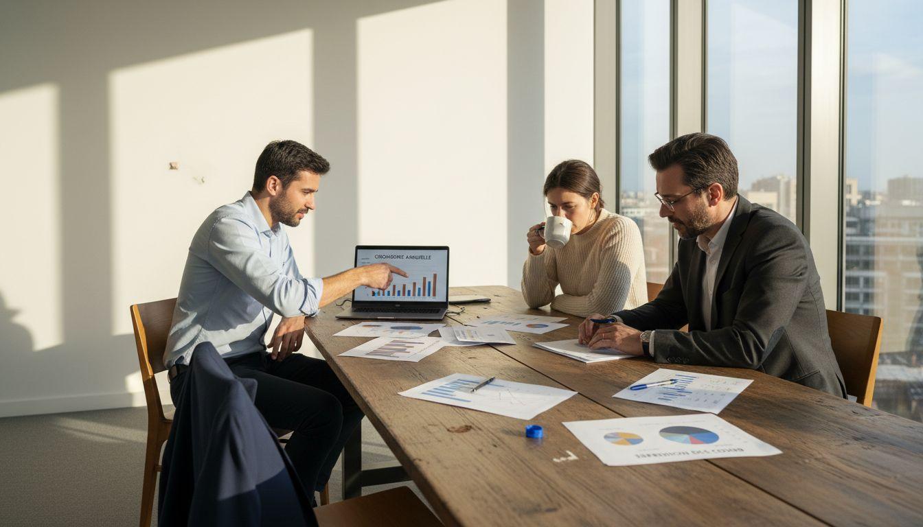 Lors d'une réunion, des consultants échangent leurs idées sur l'intelligence artificielle et ses enjeux.