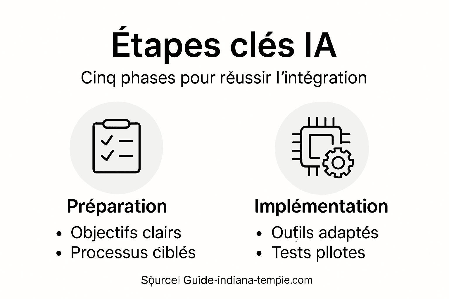 Les différentes étapes de l'intégration de l'intelligence artificielle dans le e-commerce, présentées en infographie