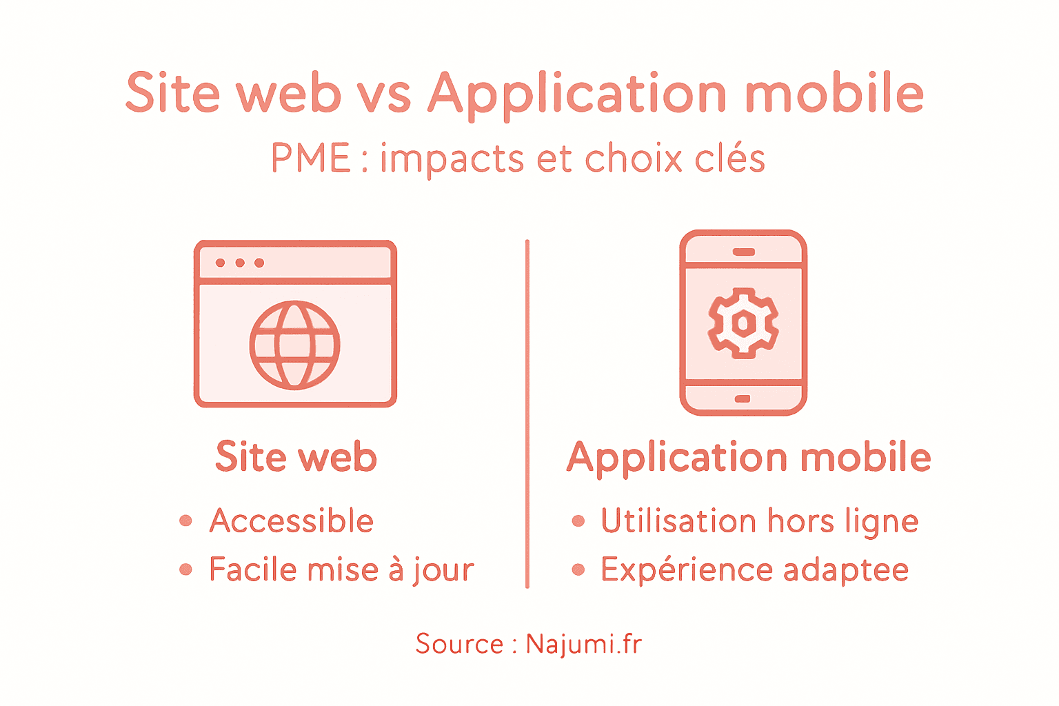 Infographie : site internet ou application mobile, quel choix pour les PME ?