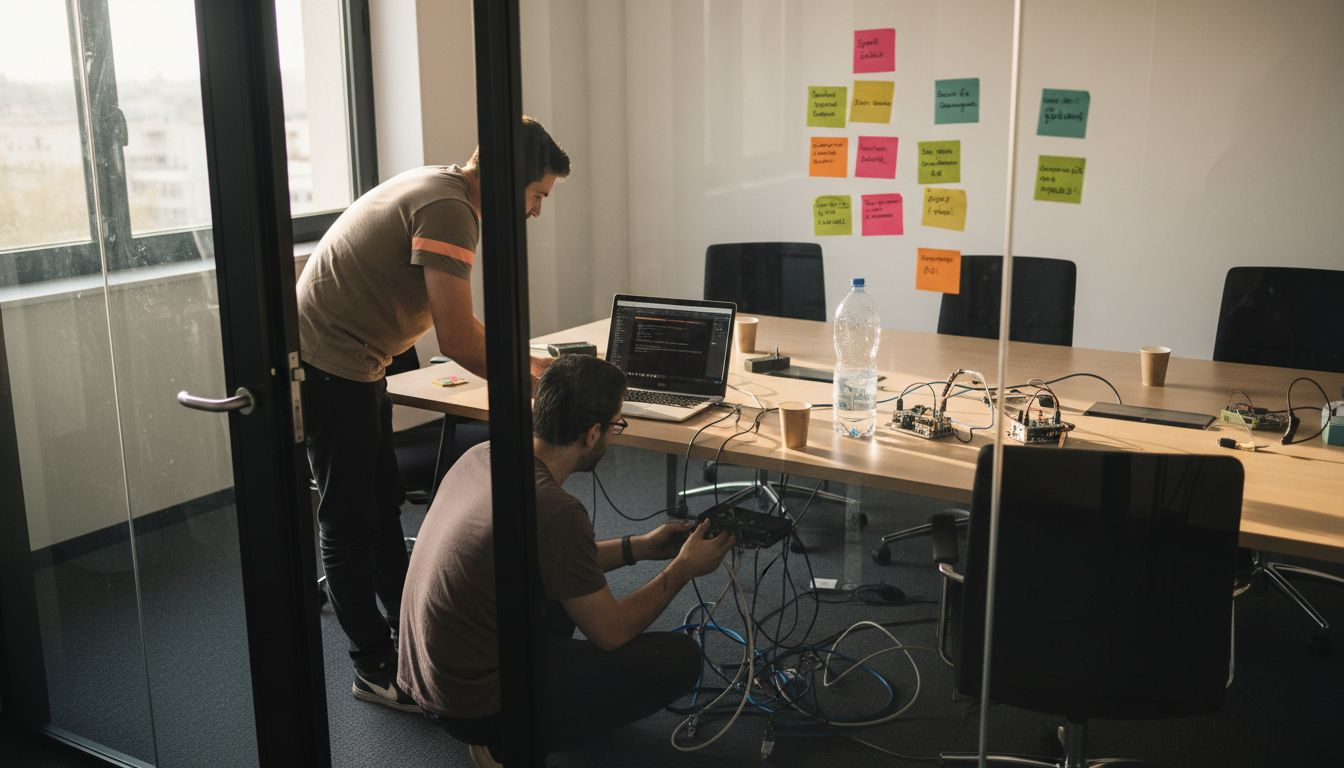 L’équipe technique est en train de mettre en place l’environnement de développement.