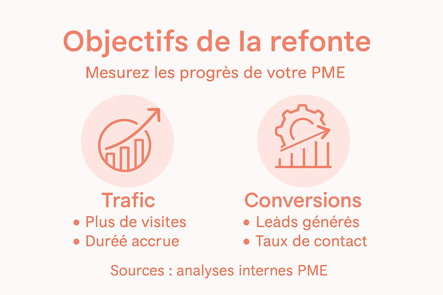 Infographie : les objectifs clés d’une refonte de site web pour les PME