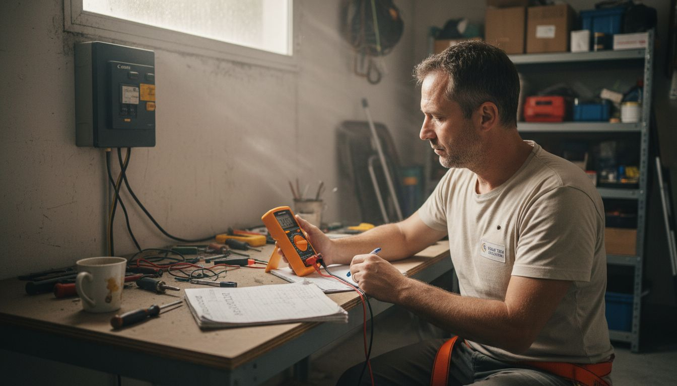 Un technicien contrôle la performance des panneaux solaires sur site.