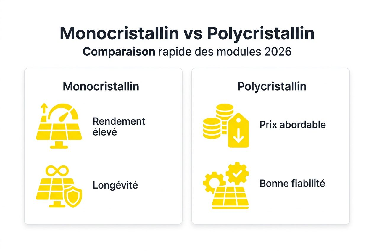 Visualisation comparative entre panneaux solaires monocristallins et polycristallins