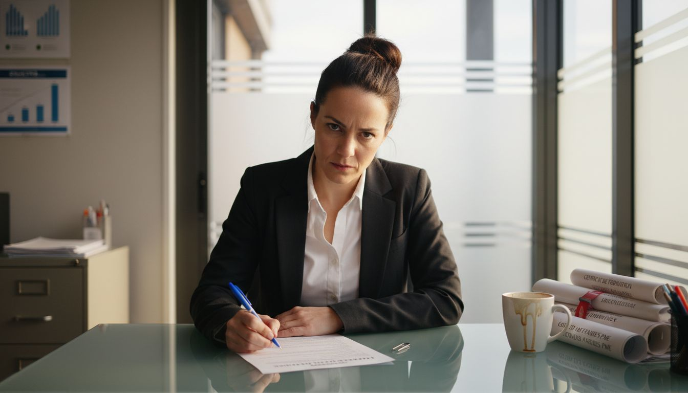 Dirigeant de PME en pleine analyse des risques