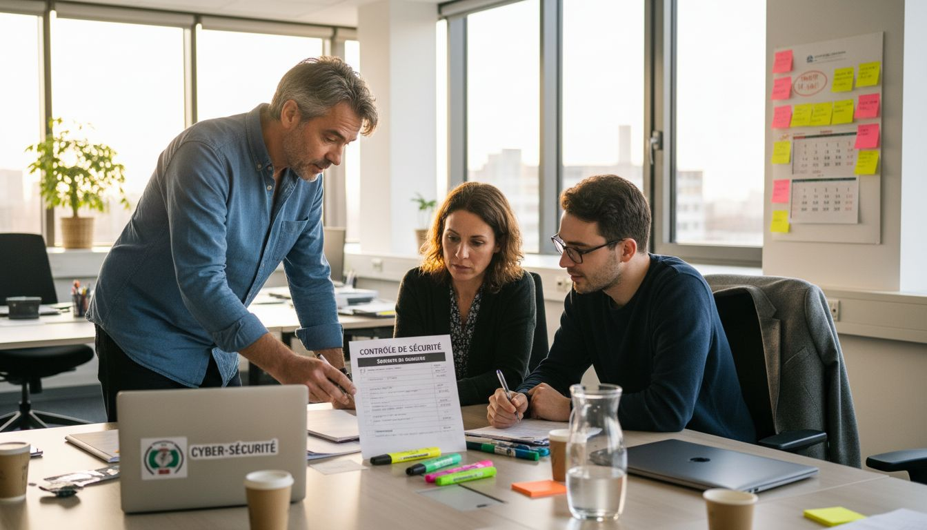 Le responsable d’une PME réunit son équipe pour passer en revue la liste des consignes de sécurité.