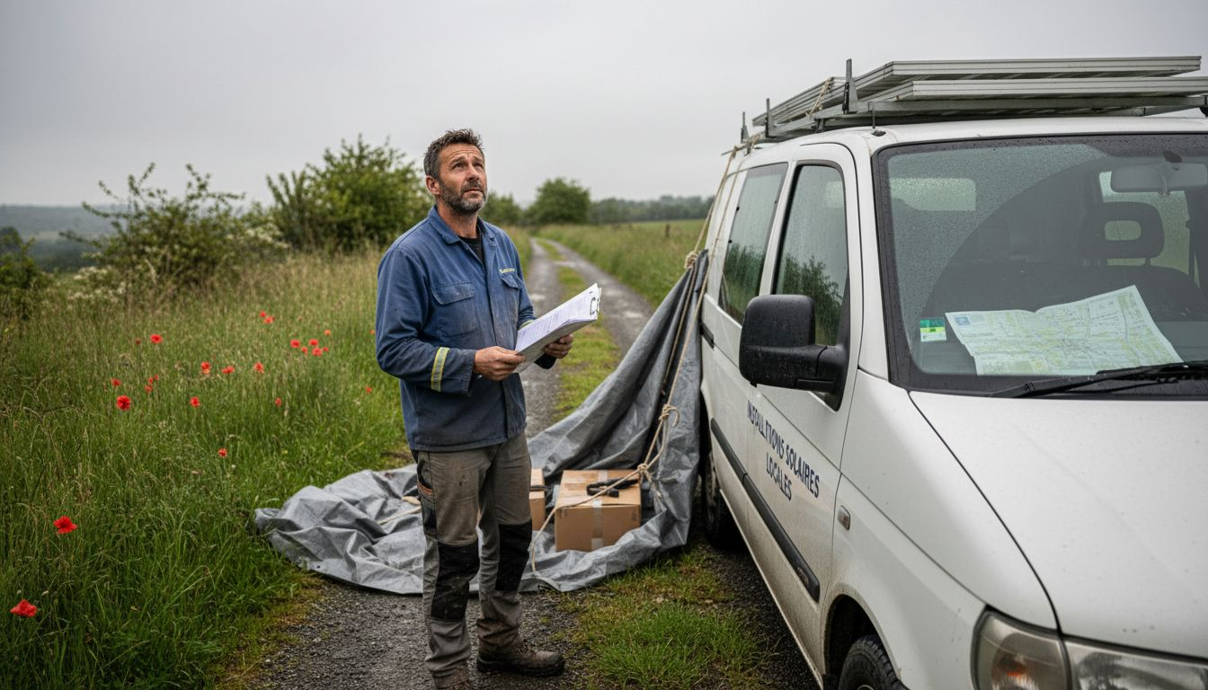 L’intervention de l’installateur a dû être reportée à cause du mauvais temps dans cette zone rurale.