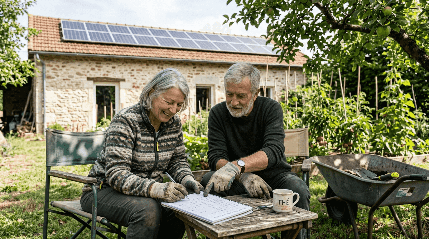 Un couple suit de près les économies réalisées grâce à l’énergie solaire installée chez eux.