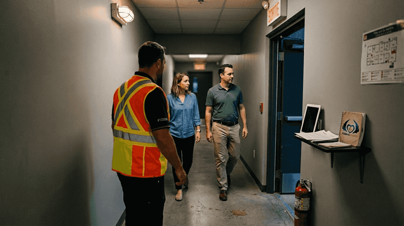 Simulation d’évacuation des équipes PME dans les couloirs