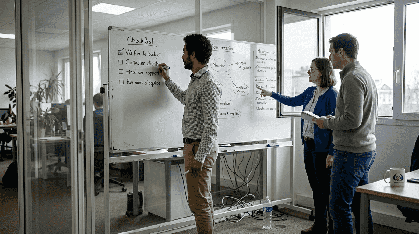 L’équipe se réunit pour élaborer des mesures visant à garantir la sécurité au sein du lieu de travail.