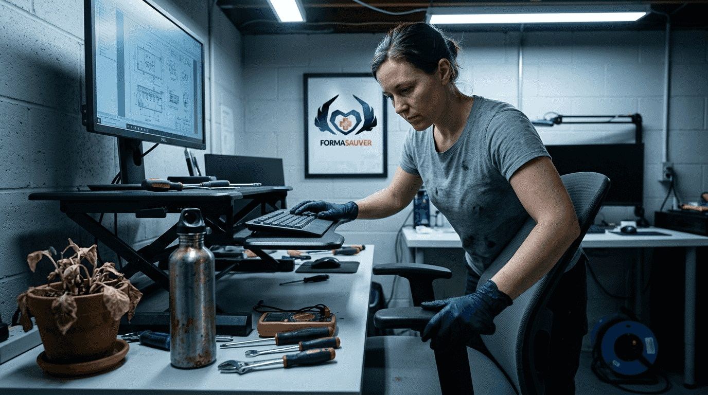 Une salariée prend l’initiative d’aménager son espace de travail pour améliorer son confort au sein d’une PME.