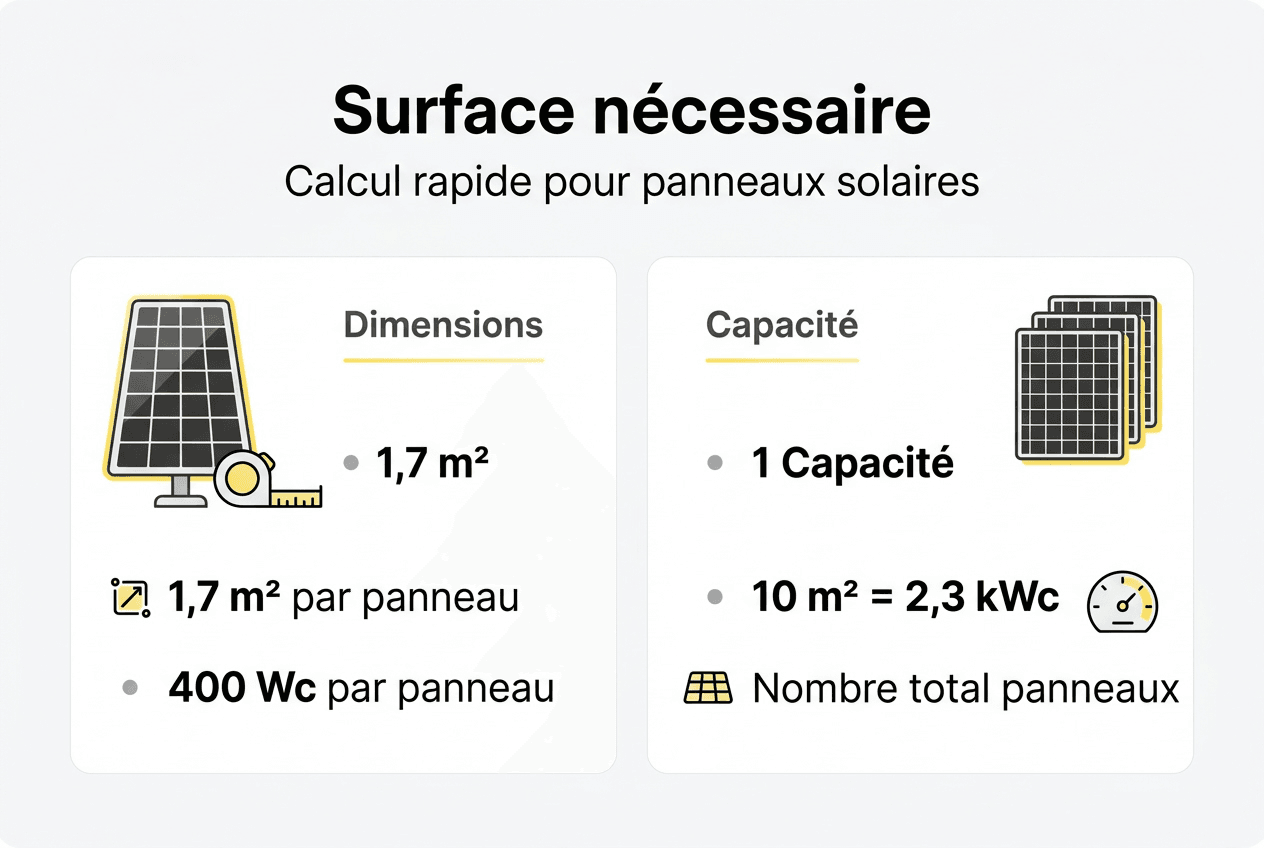 Illustration : quelle superficie faut-il prévoir pour installer des panneaux solaires ?