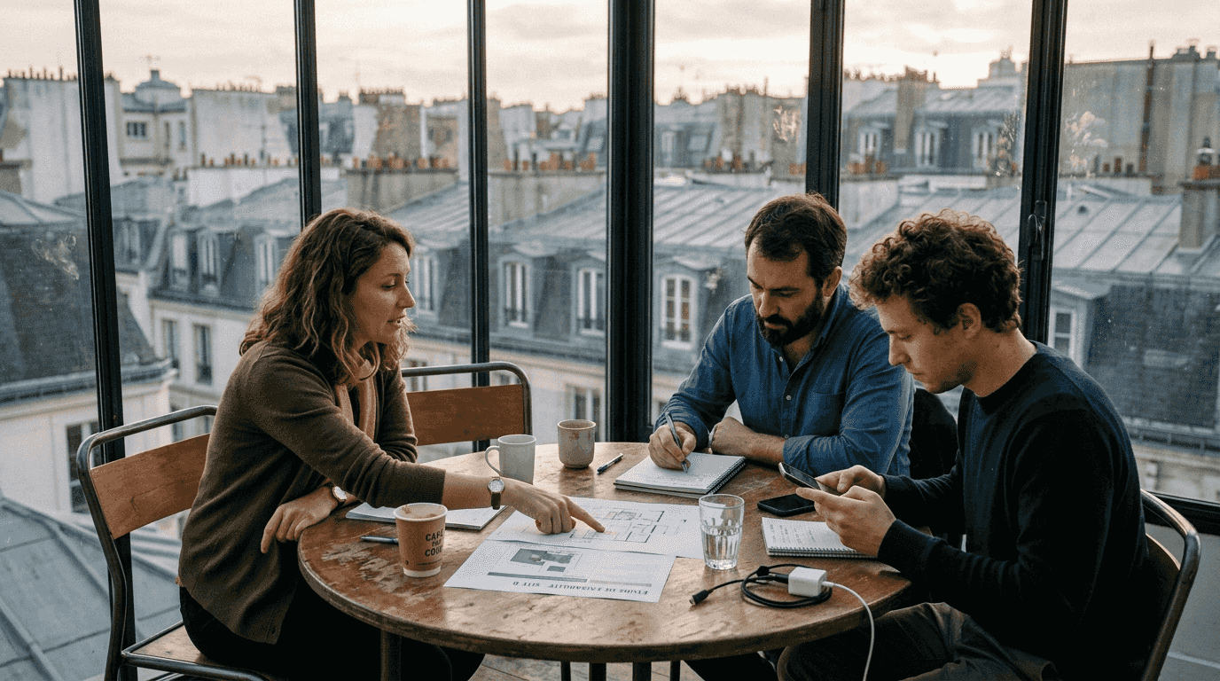 L’équipe se réunit pour échanger sur le développement de la future application mobile.