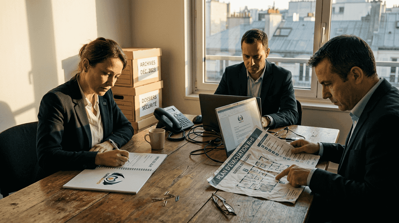 Les responsables sécurité se sont réunis au bureau en pleine journée pour faire le point.