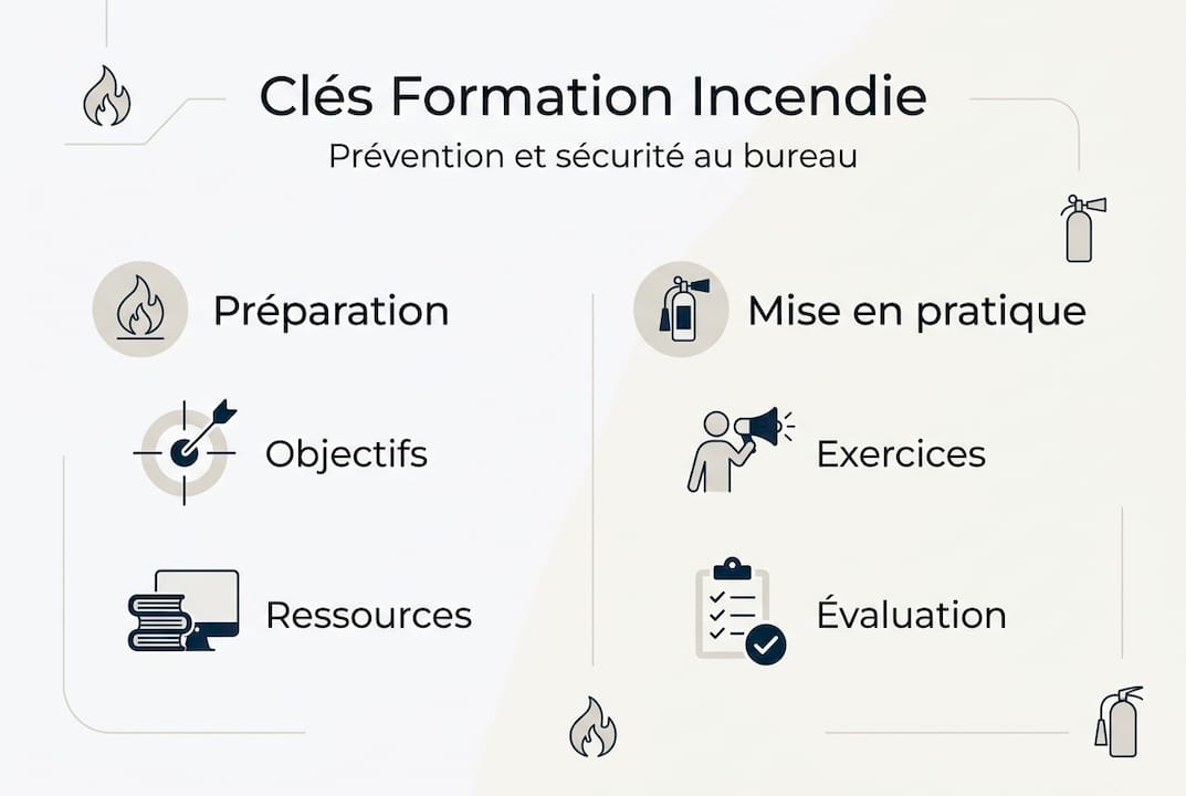Découvrez notre infographie dédiée aux fondamentaux de la formation incendie en entreprise.