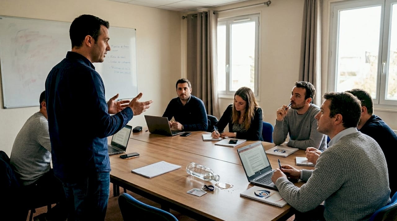 Session de formation SST dédiée aux équipes PME, animée par un formateur expérimenté