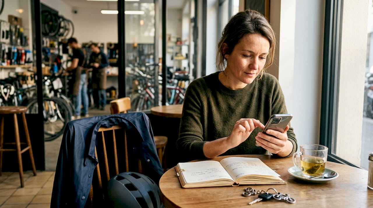 Une cliente prend rendez-vous pour faire réparer son vélo.