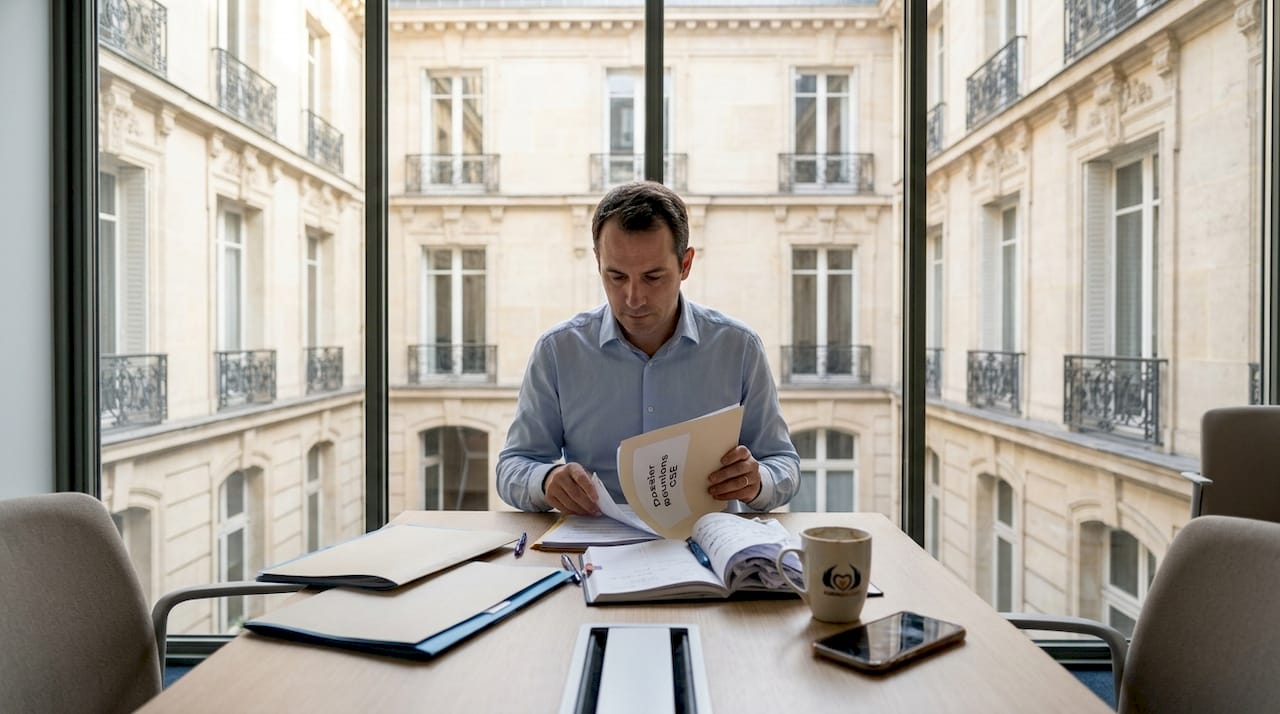 Dans son bureau baigné de lumière, la responsable des ressources humaines prépare avec soin la prochaine réunion du CSE.