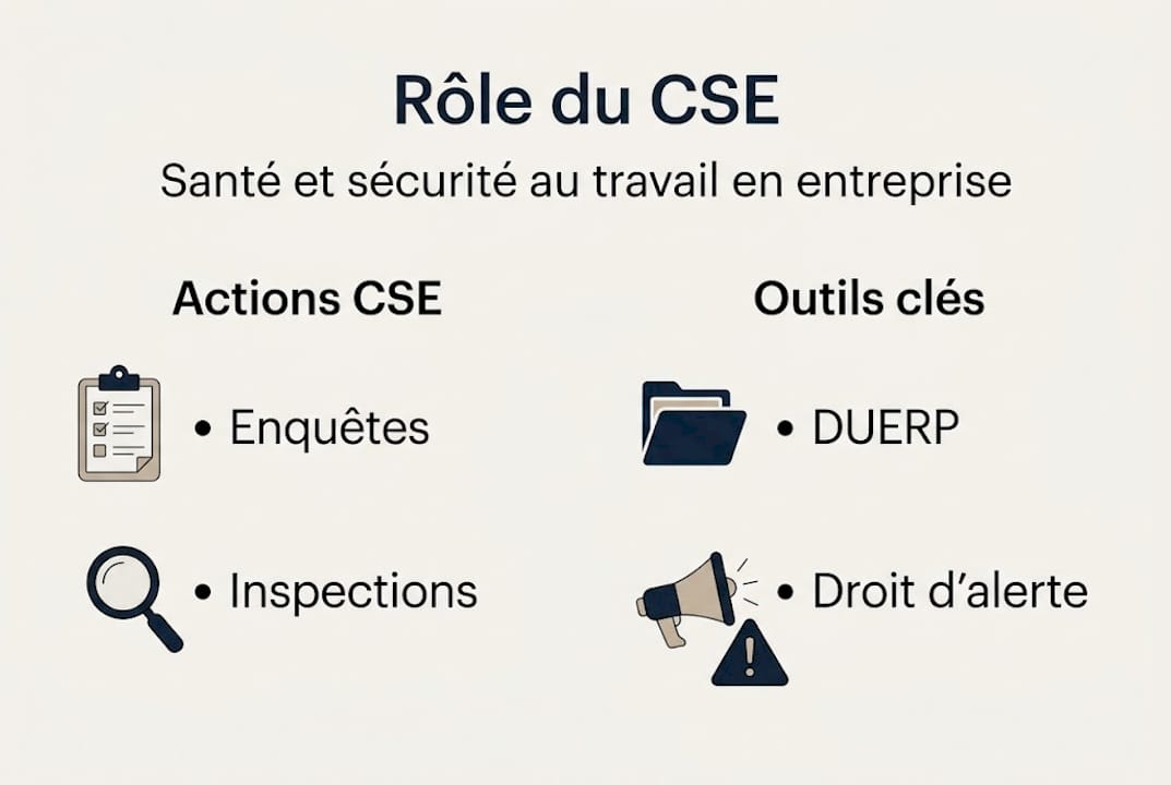 Visuel explicatif sur le rôle du CSE en matière de santé et de sécurité au travail