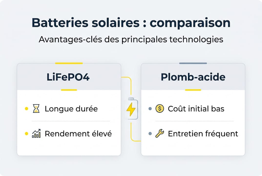 Découvrez notre infographie détaillée qui met en lumière les différences entre les principaux modèles de batteries solaires.