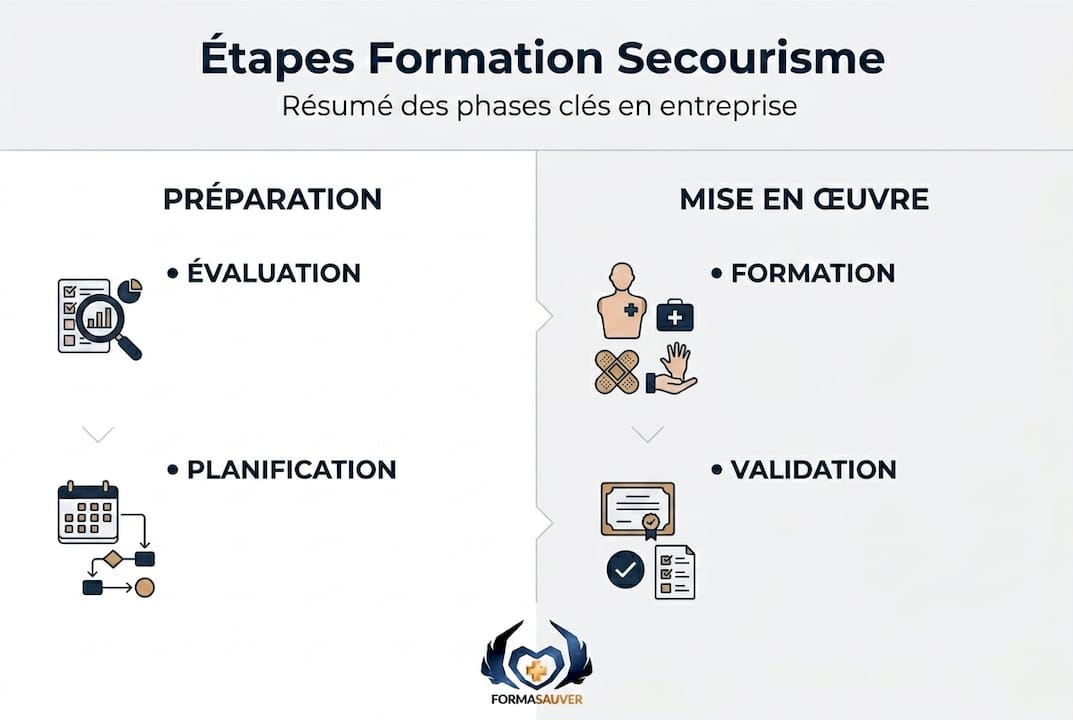 Infographie : les étapes clés pour organiser une formation aux gestes de premiers secours en entreprise