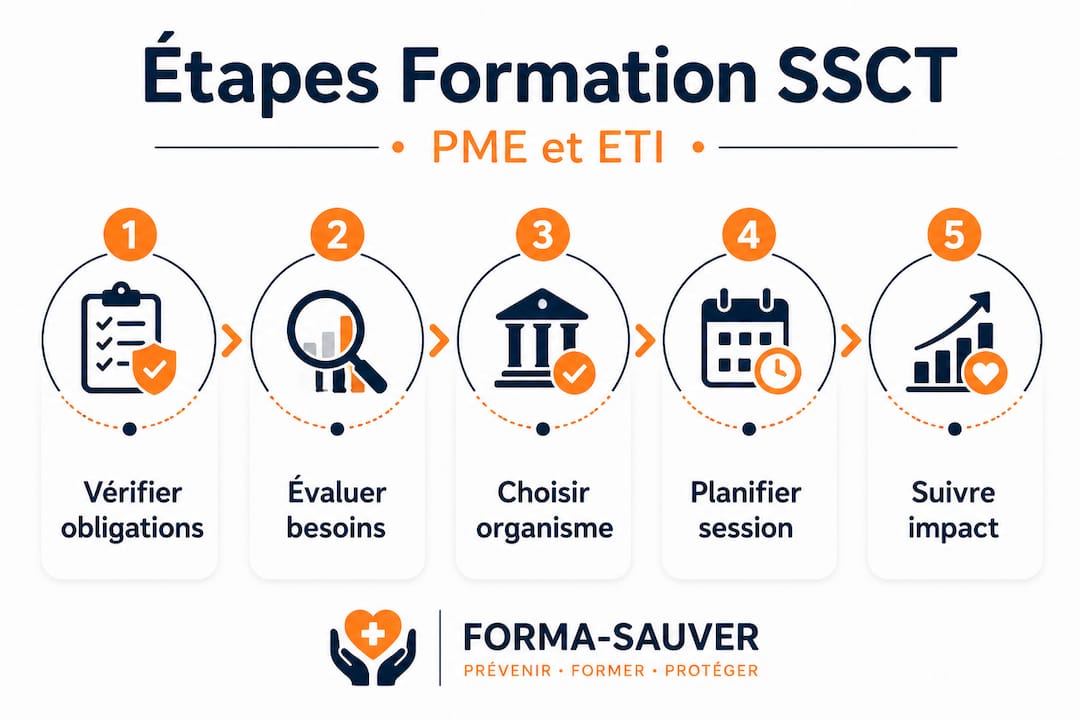 Présentation visuelle du déroulement de l'organisation d'une formation SSCT