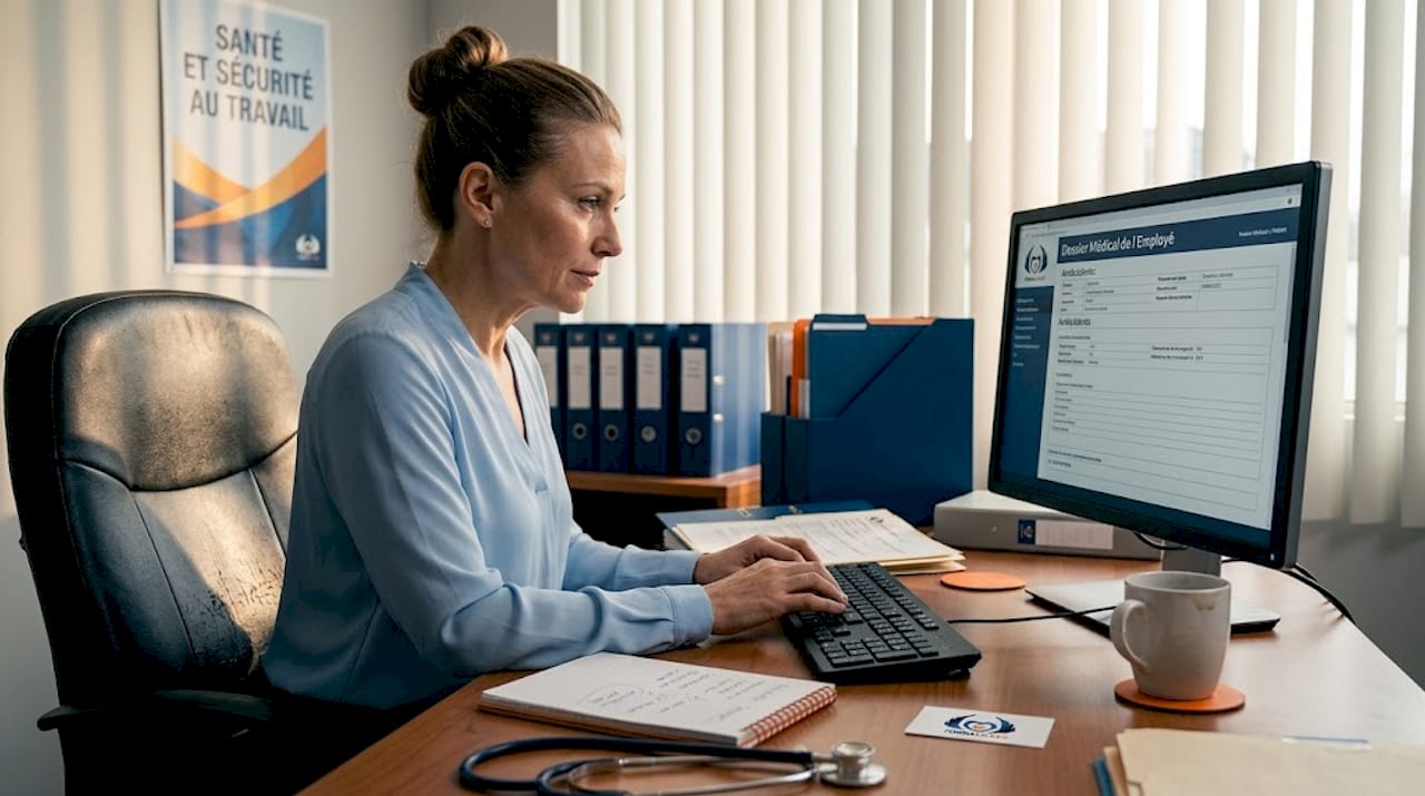 Le médecin du travail consulte les dossiers médicaux des salariés afin d'assurer leur suivi et de veiller à leur bien-être au sein de l'entreprise.