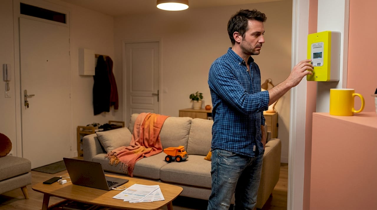 Un habitant vérifie sa consommation d’électricité chez lui.