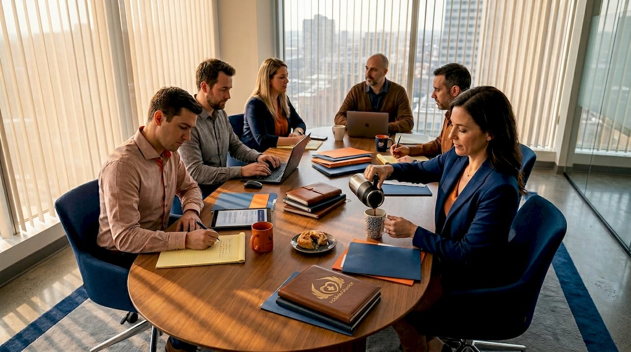 Les membres du comité se retrouvent autour d’une table pour échanger sur les sujets de l’entreprise.