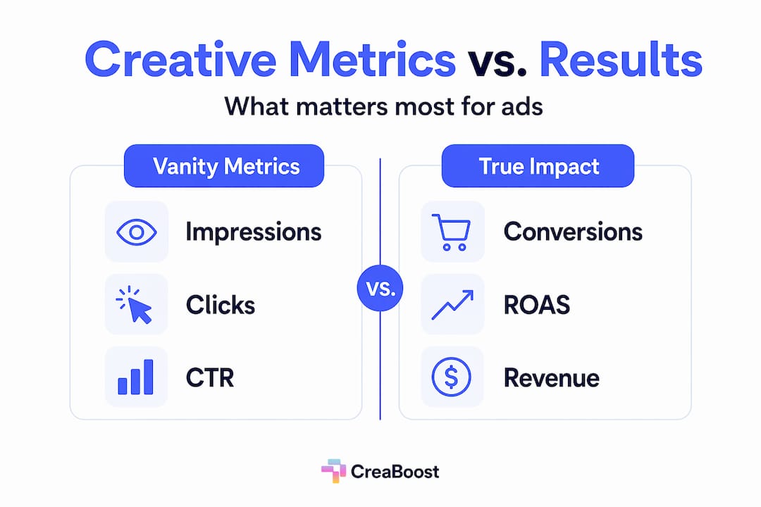 Infographic comparing creative ad metrics and outcomes