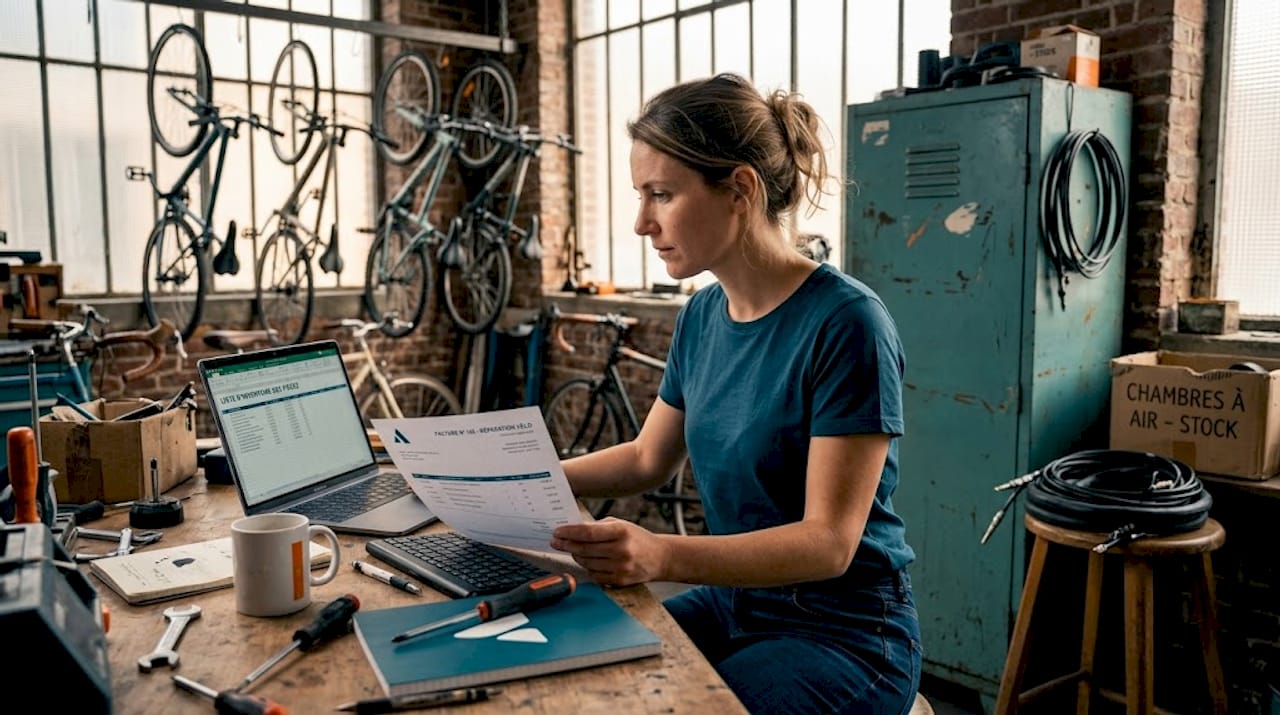 Responsable d'atelier vélo maîtrisant la gestion comptable grâce à un logiciel dédié