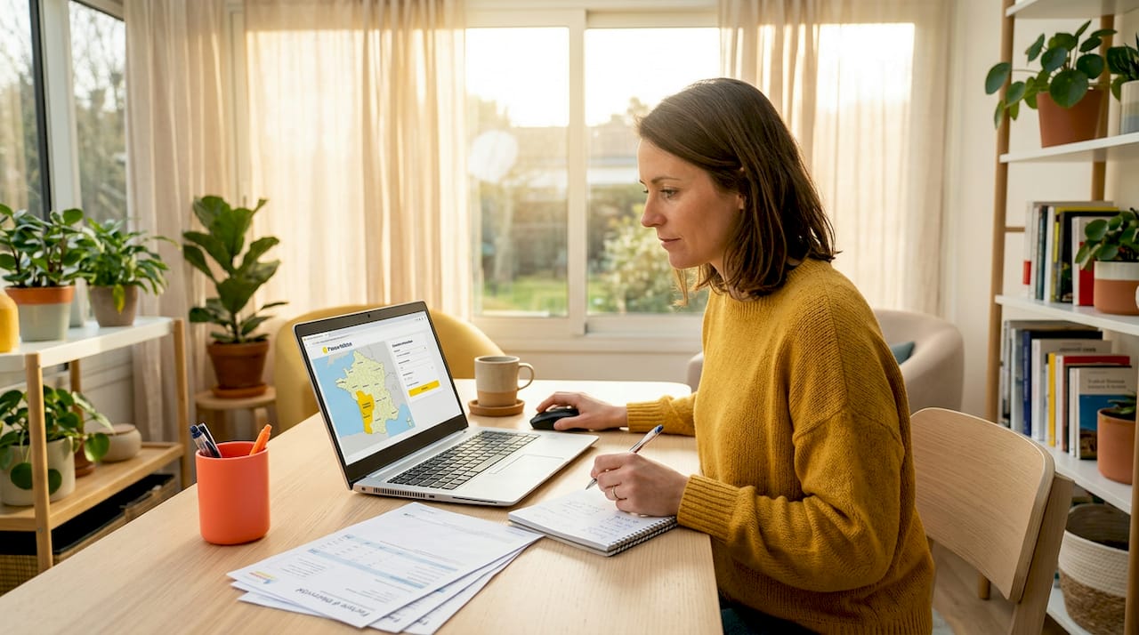 Un particulier consulte un simulateur solaire en ligne depuis son domicile.